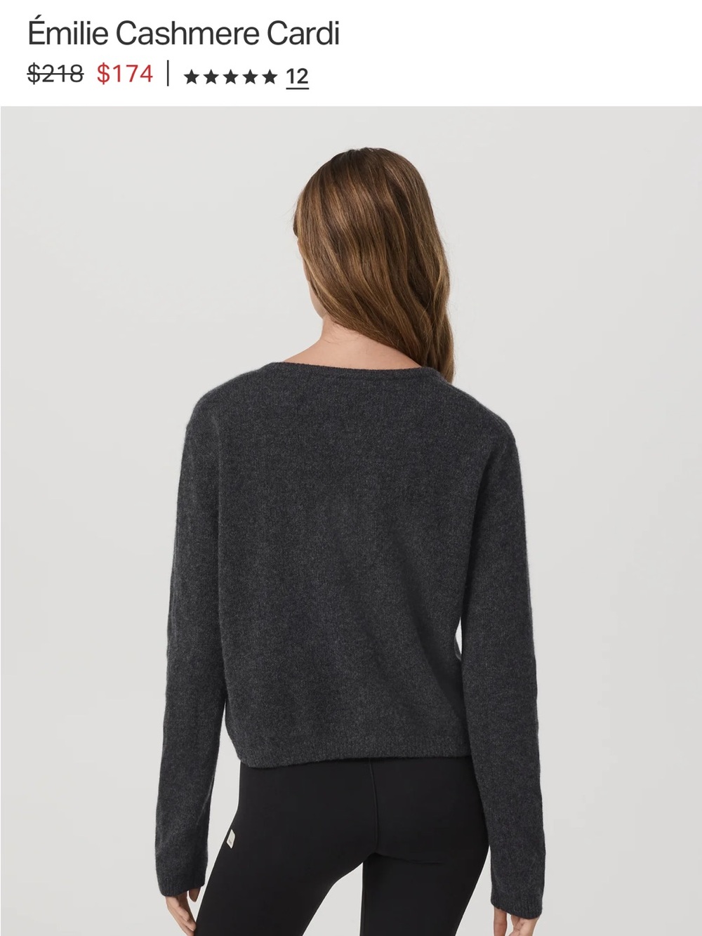 Vuori Charcoal Heather Cashmere Cardigan - Picture 2 of 3